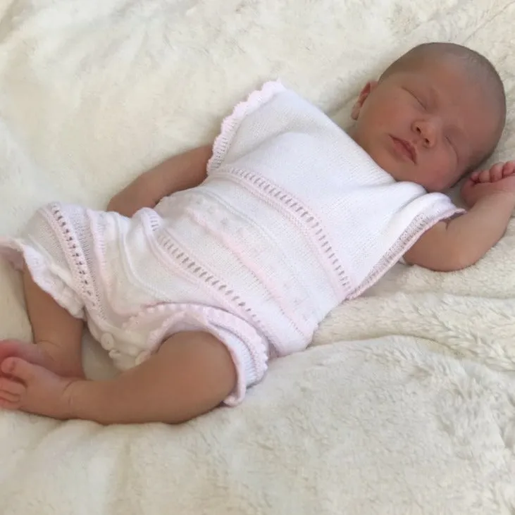 Pink & White Knitted Pointelle Romper