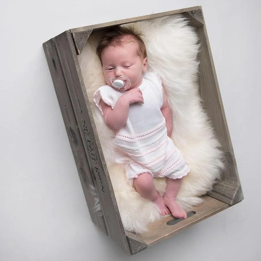 Pink & White Knitted Pointelle Romper