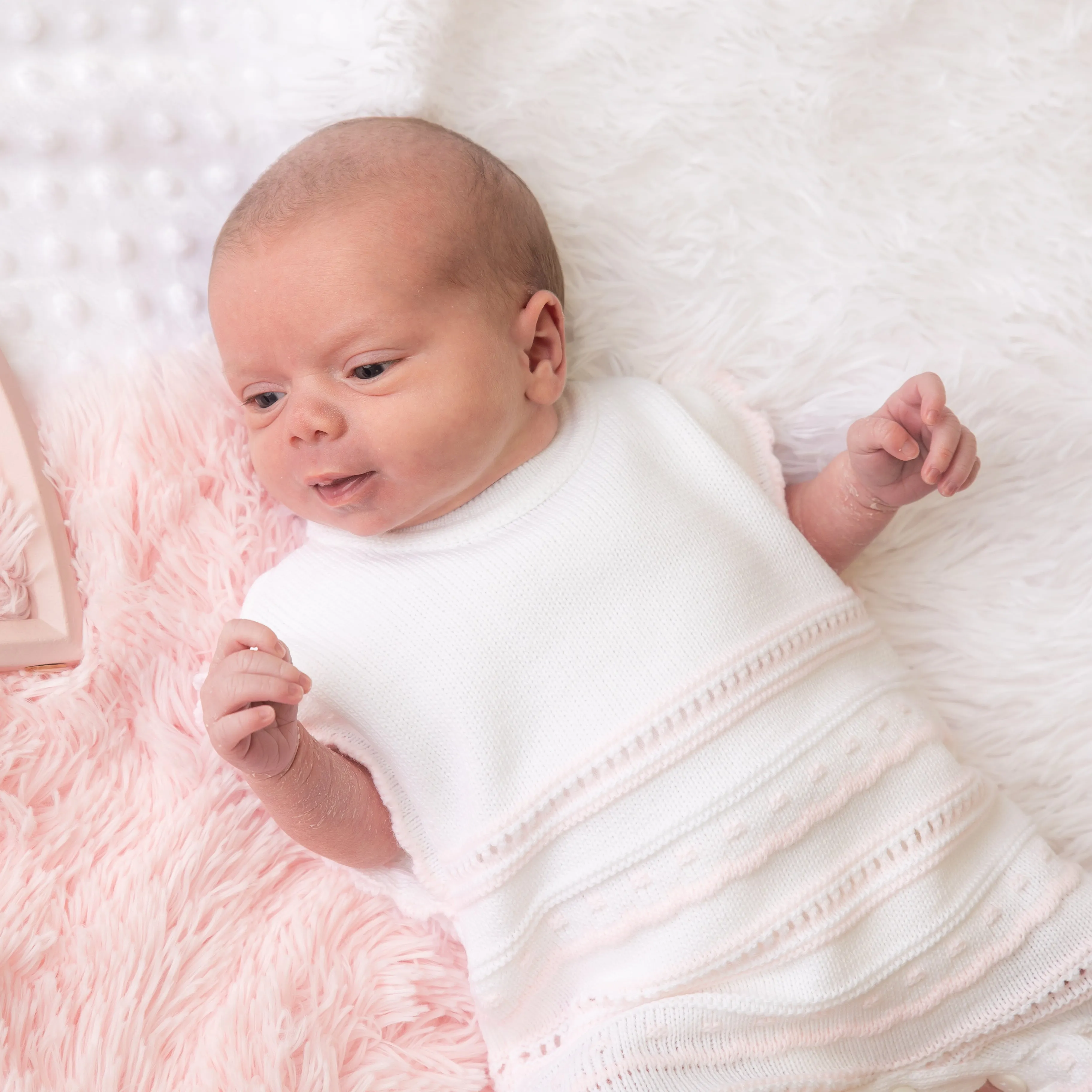 Pink & White Knitted Pointelle Romper