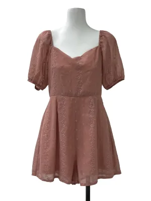 Pink Floral Puff Sleeve Romper