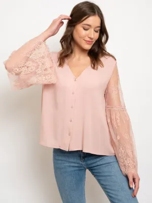PLUS SIZE LACE BELL SLEEVES TOP