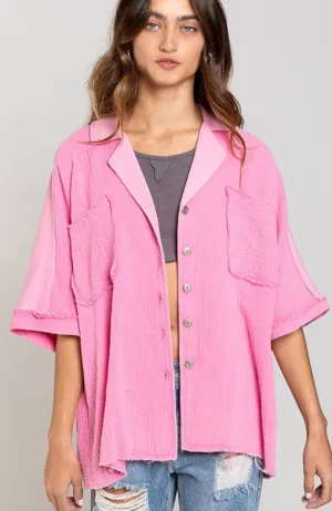 POL Bubblegum Pink Oversized Button