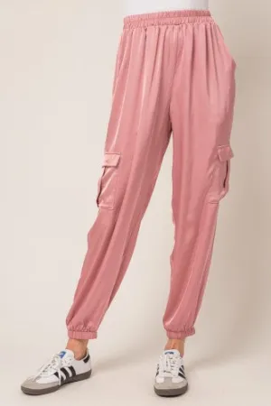 Satin Cargo Joggers
