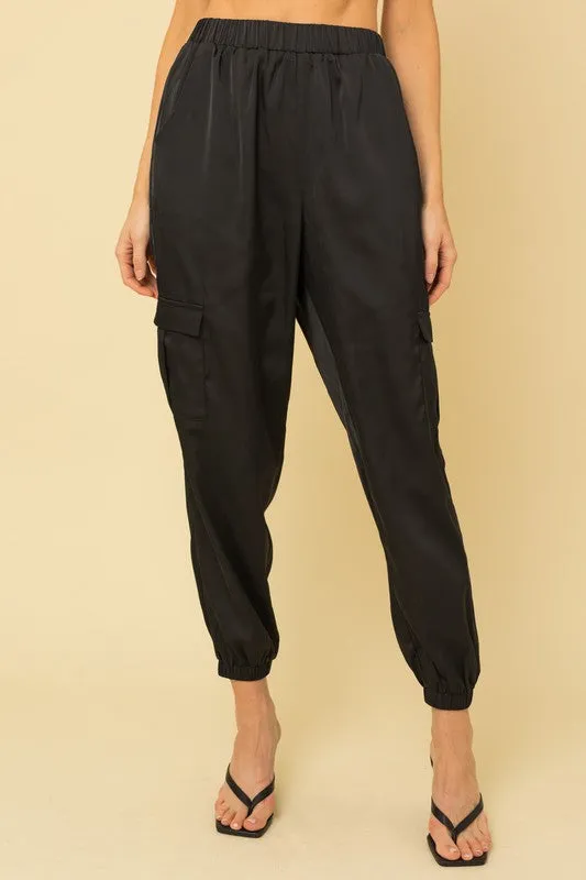 Satin Cargo Joggers