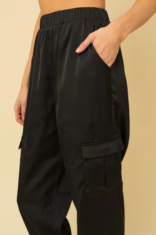 Satin Cargo Joggers