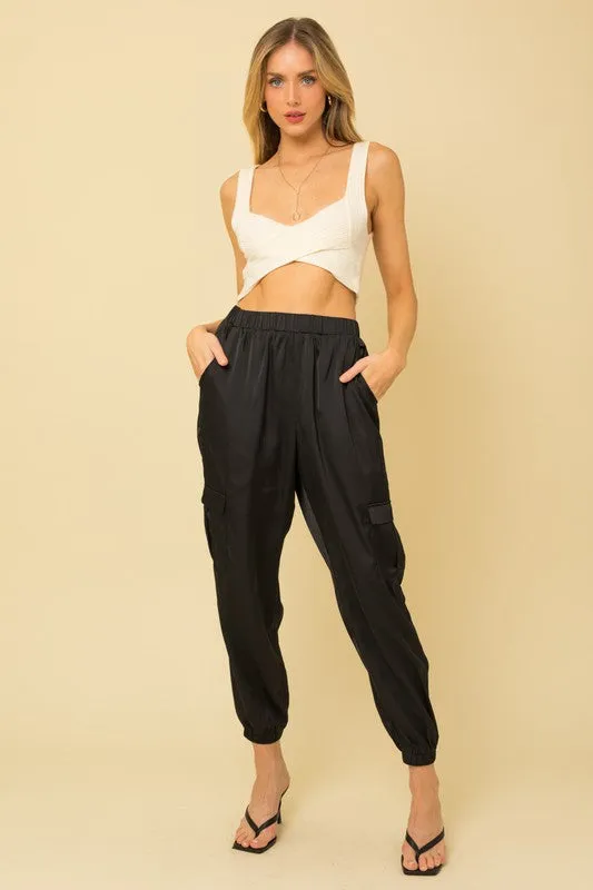 Satin Cargo Joggers