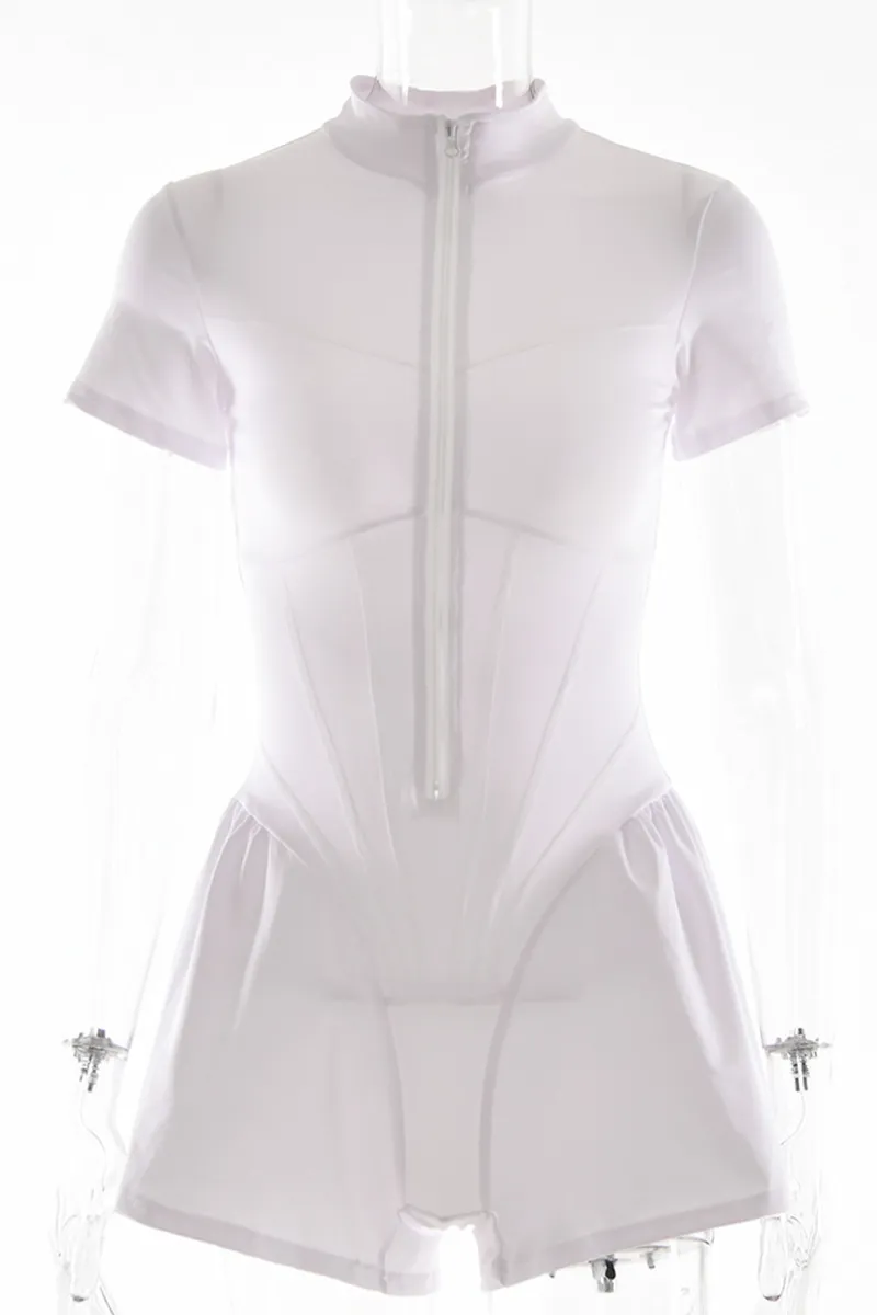Sexy Zipper Mandarin Collar Regular Rompers(3 Colors)