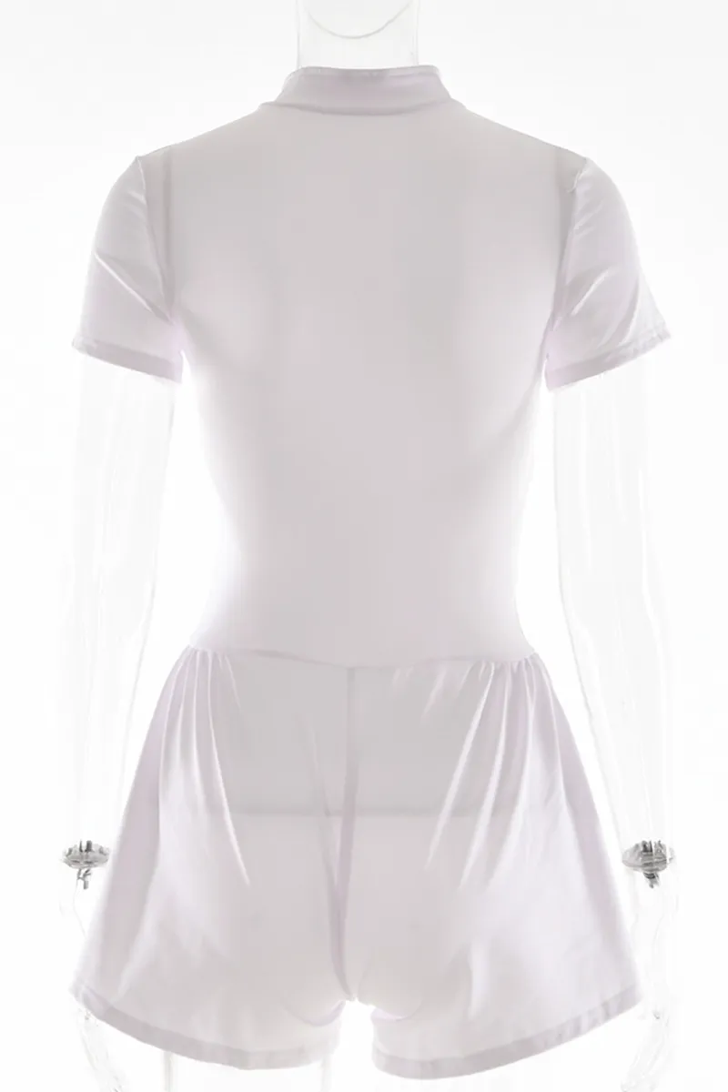 Sexy Zipper Mandarin Collar Regular Rompers(3 Colors)
