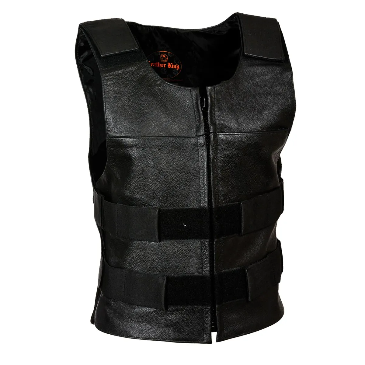 SH1367LZ Women's Black Leather Bullet Proof Style Rider Vest- Plain Back Panel for Club Patches