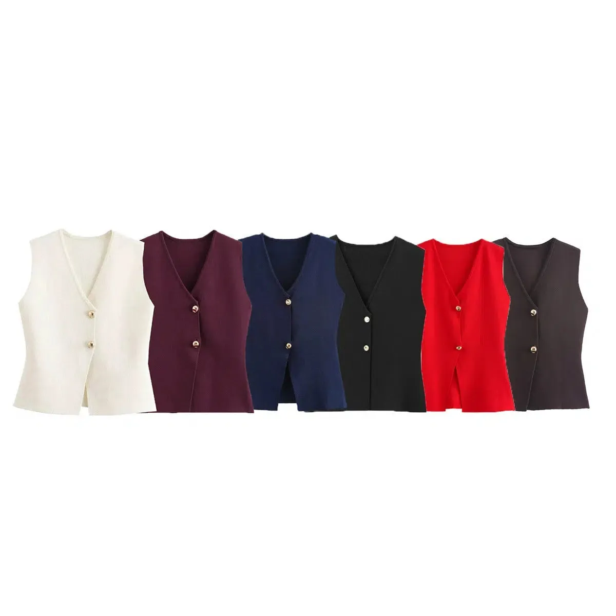 Sleeveless Button Vests