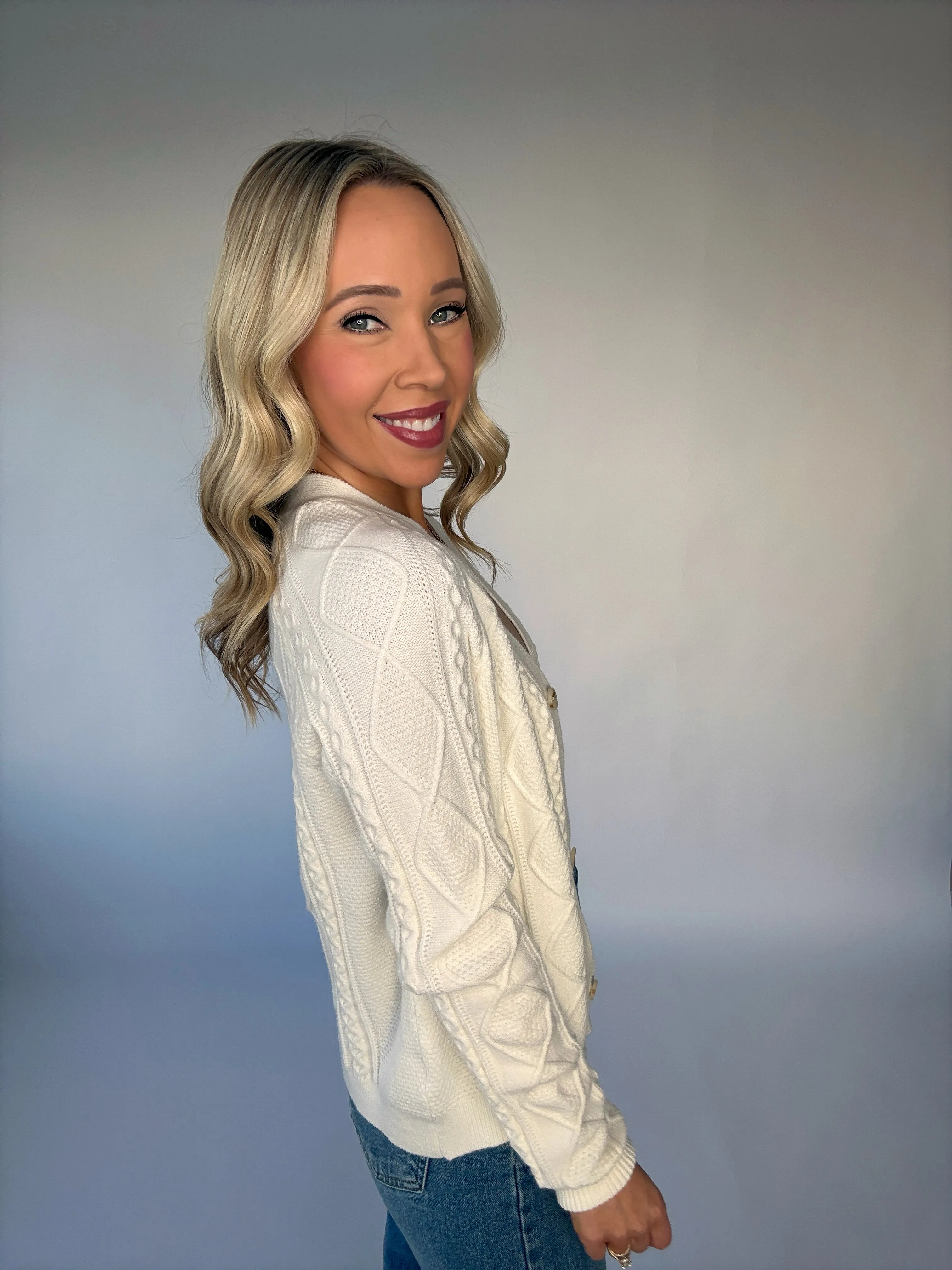 Snowcap Cable Knit Cardigan - Ivory
