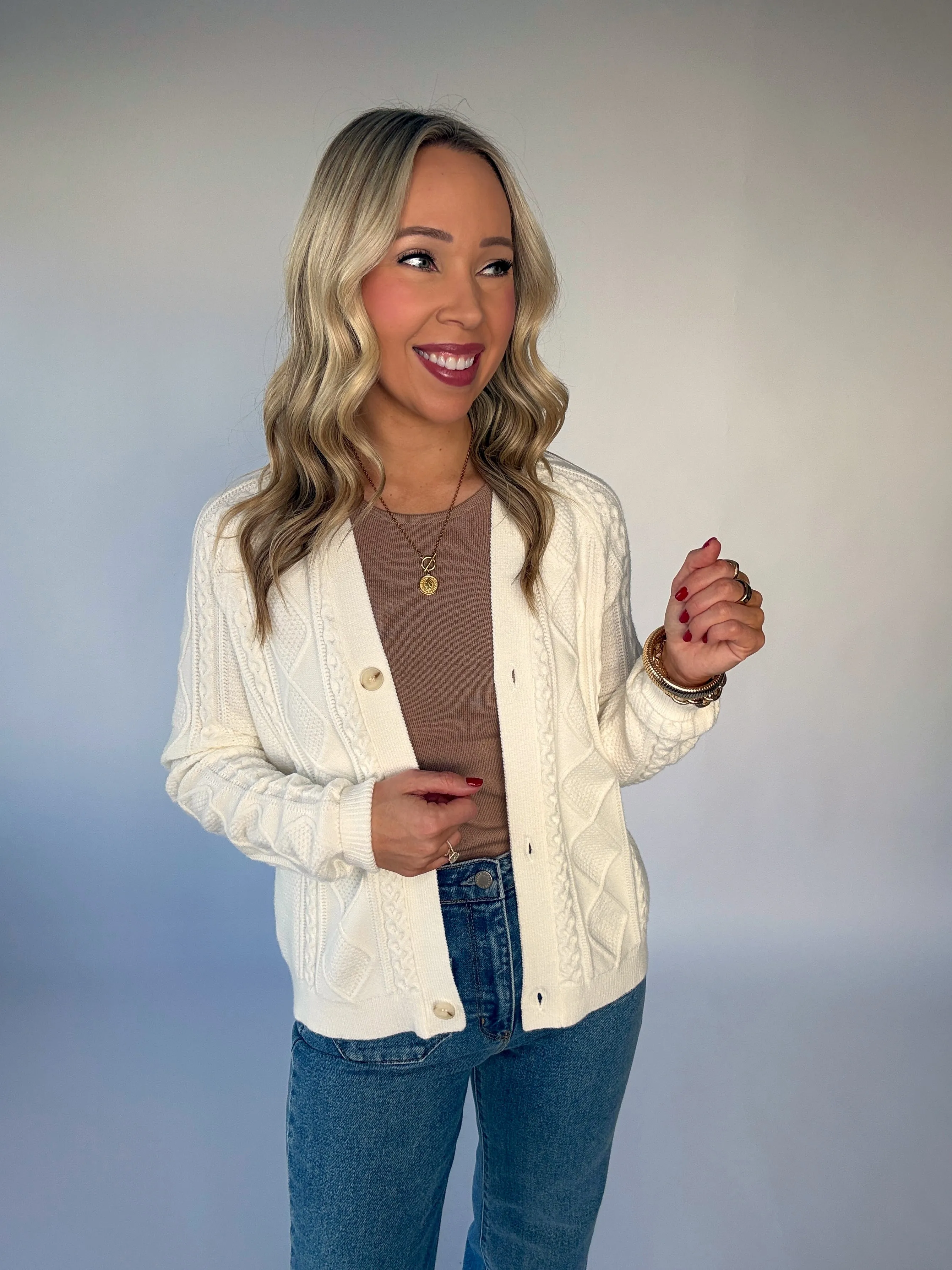 Snowcap Cable Knit Cardigan - Ivory