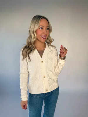 Snowcap Cable Knit Cardigan - Ivory