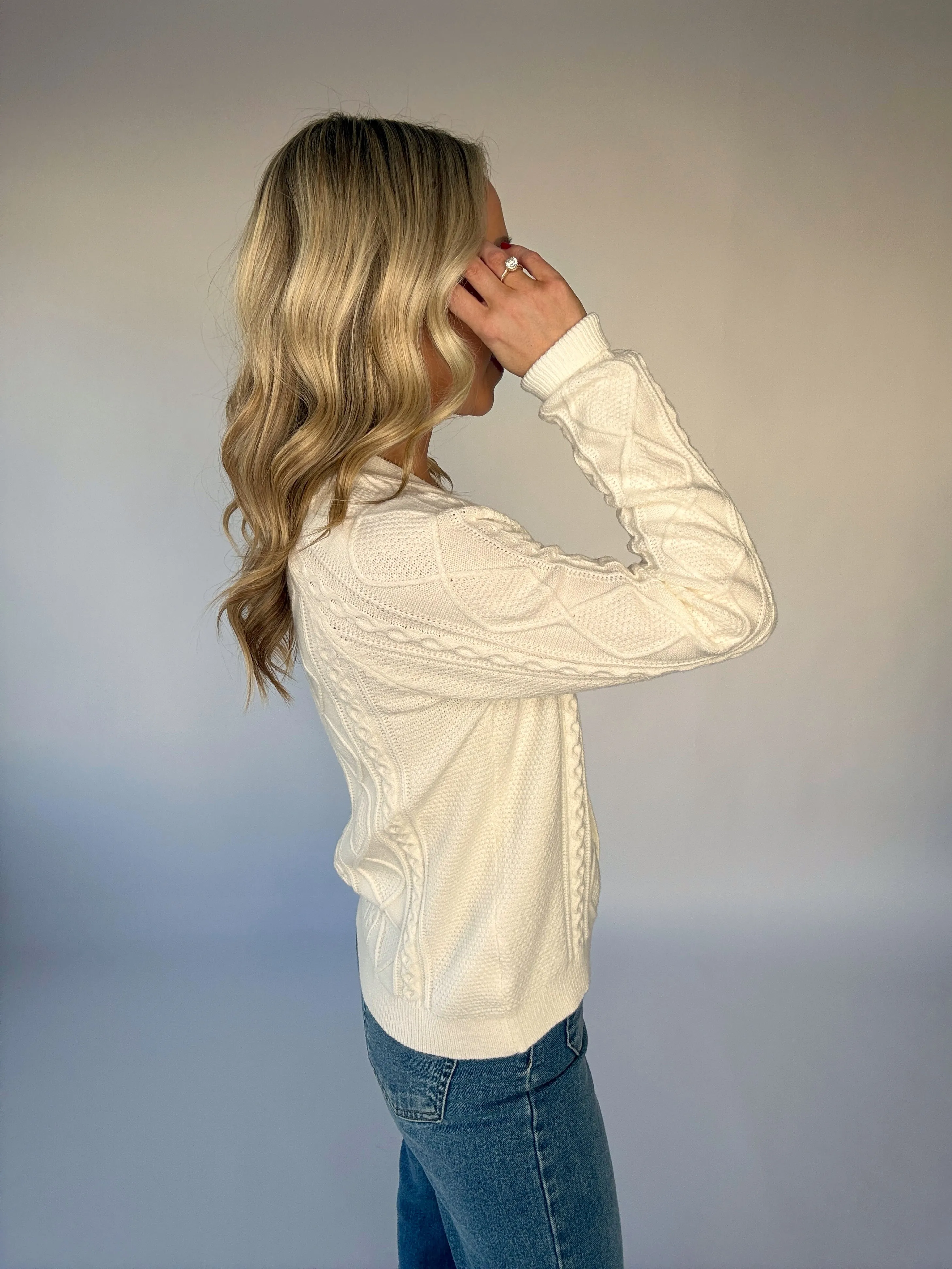 Snowcap Cable Knit Cardigan - Ivory
