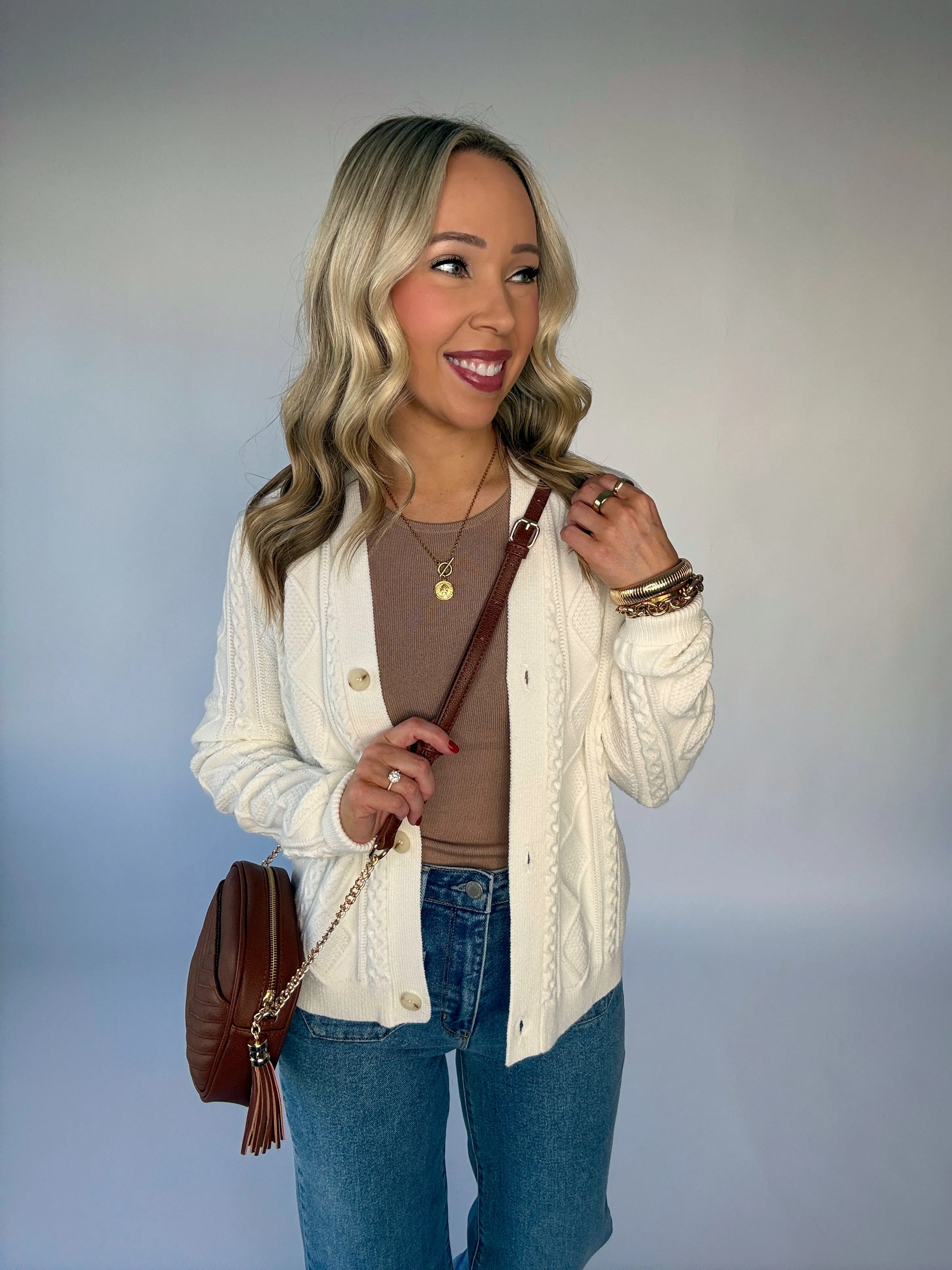 Snowcap Cable Knit Cardigan - Ivory