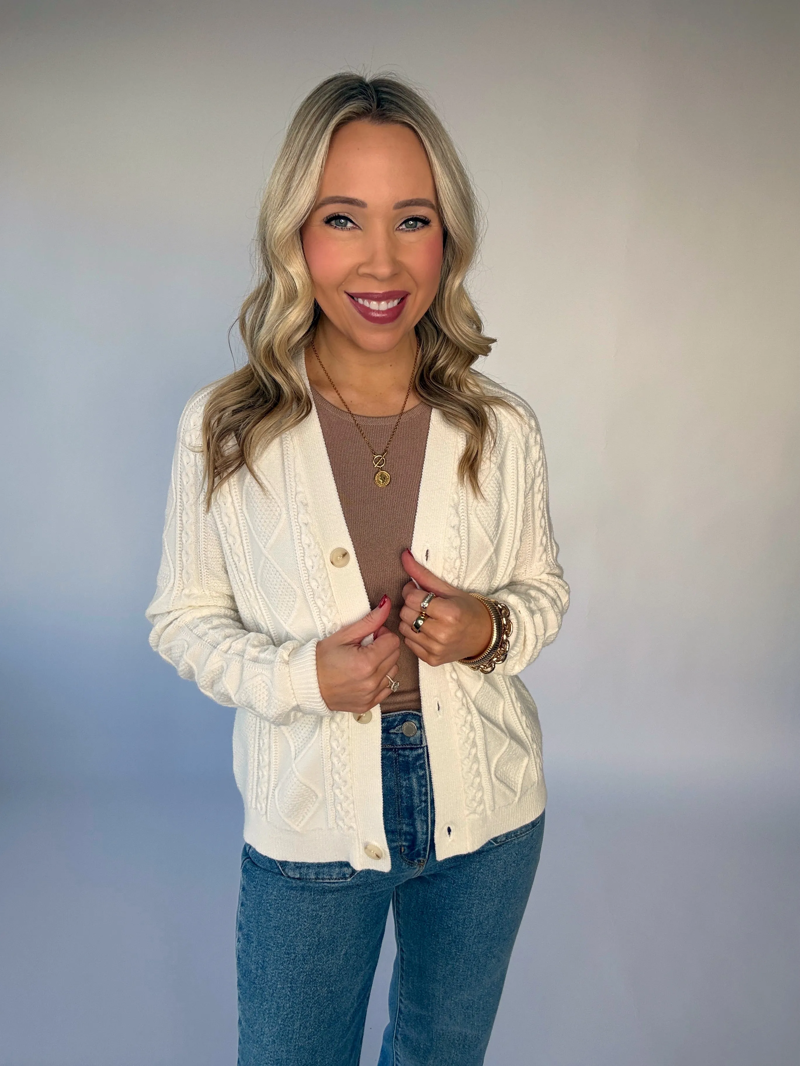 Snowcap Cable Knit Cardigan - Ivory