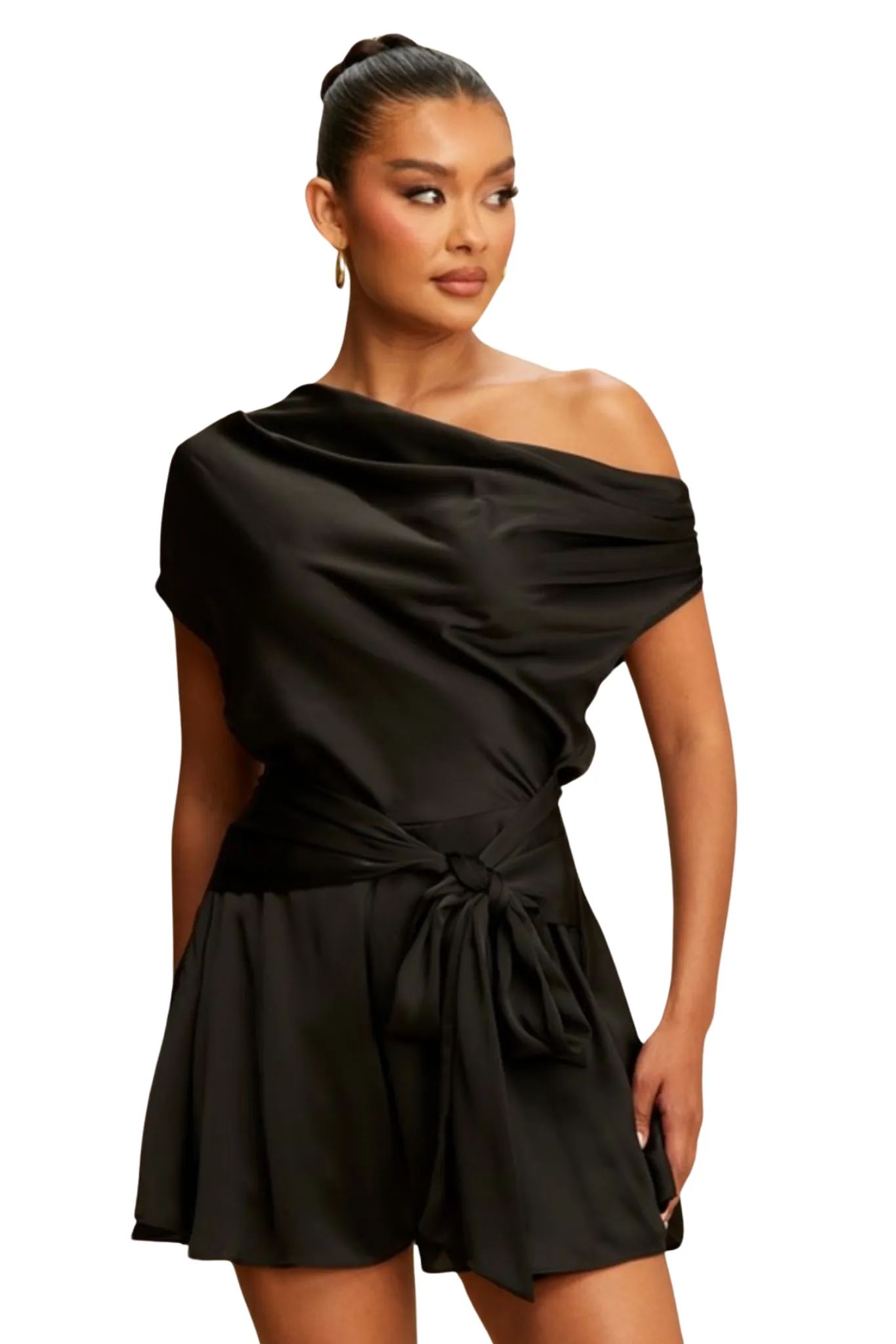 Stacy Satin Drape Romper
