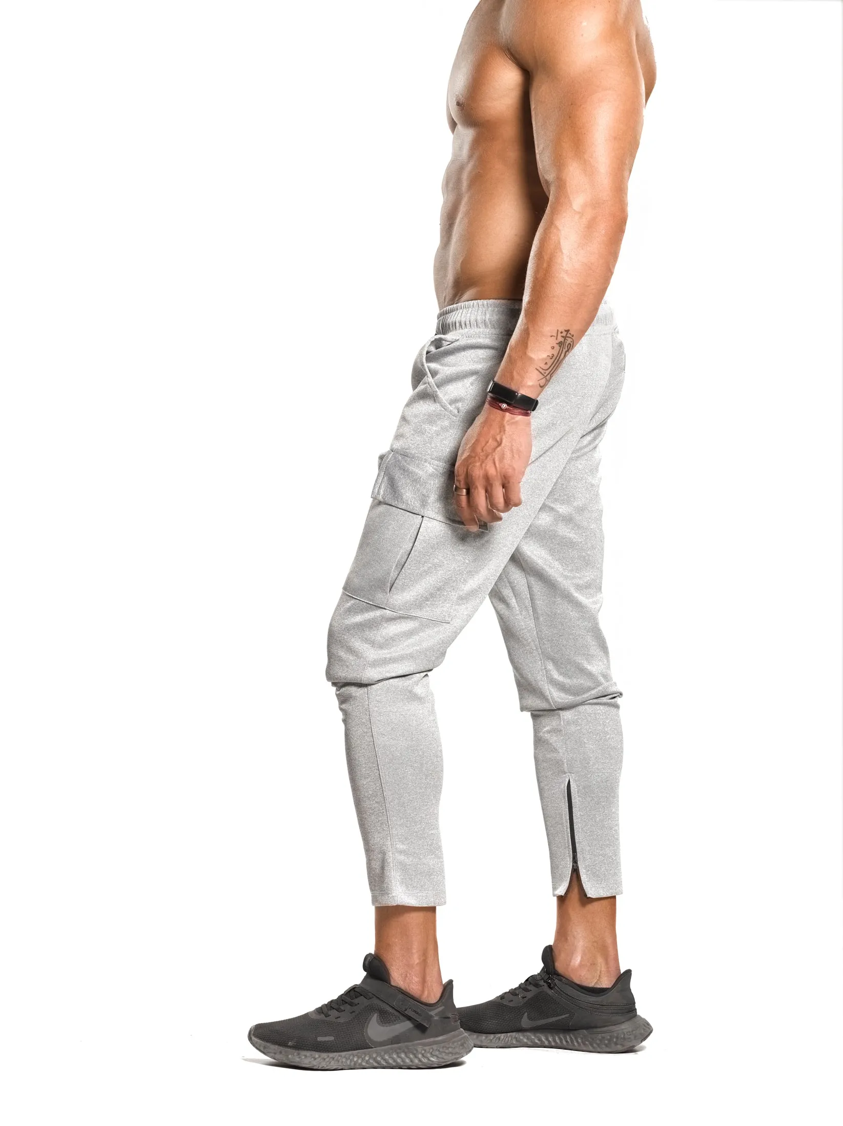 Tapered Cargo Zip Joggers - ULTRA Perform-Gear [Light Heather Grey] Limited Quantity