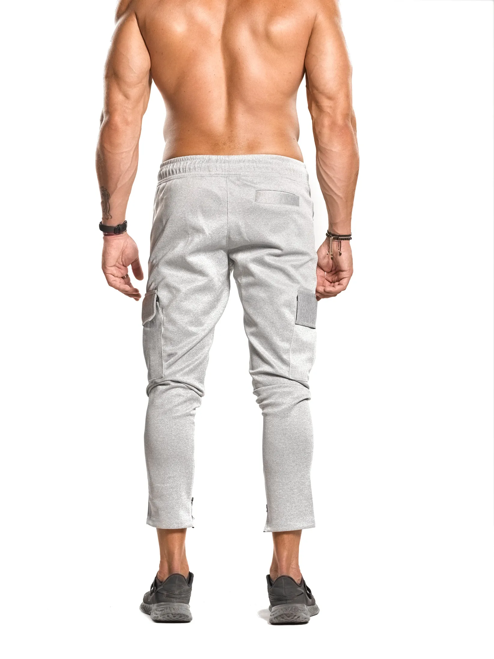 Tapered Cargo Zip Joggers - ULTRA Perform-Gear [Light Heather Grey] Limited Quantity