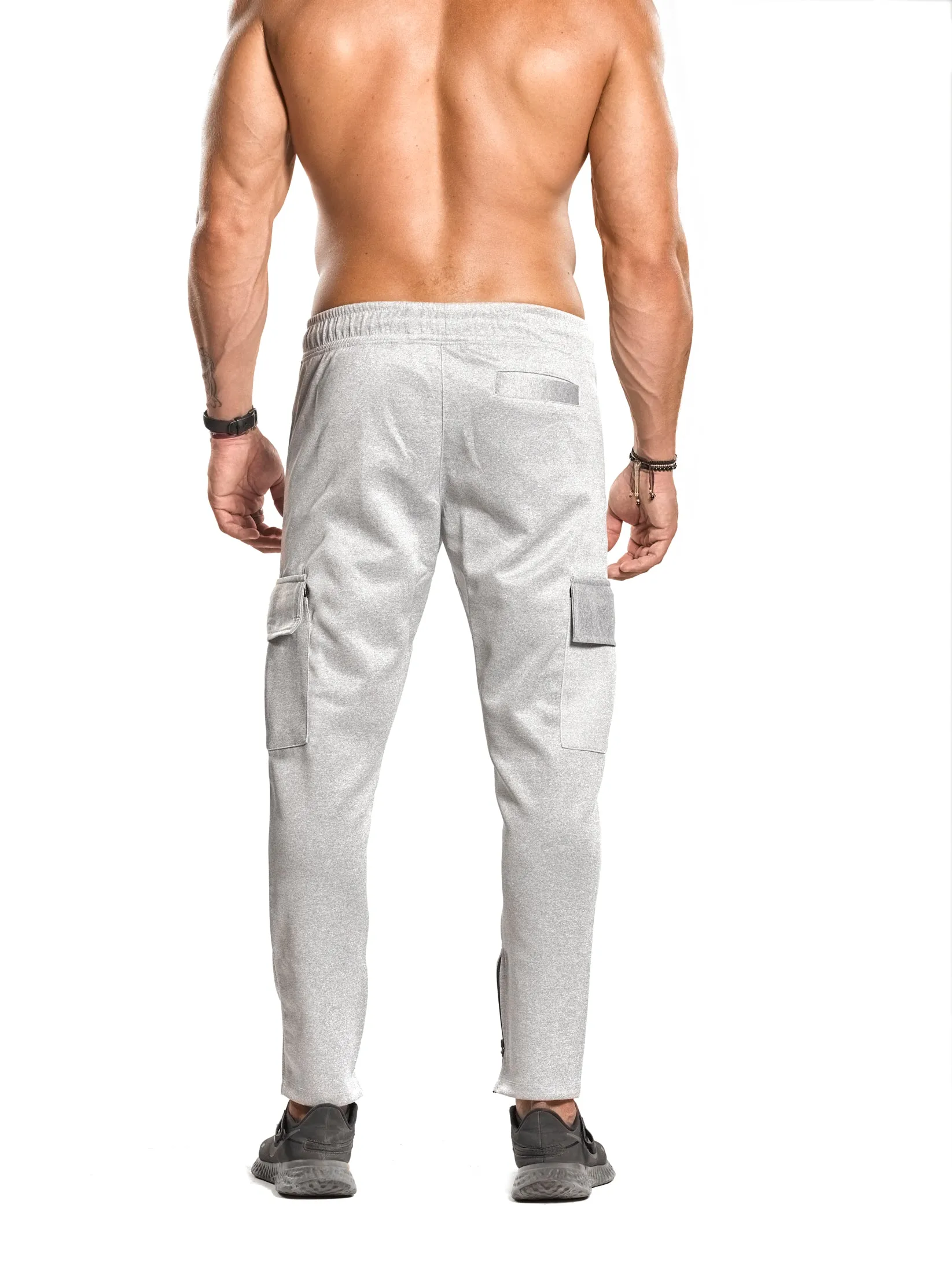 Tapered Cargo Zip Joggers - ULTRA Perform-Gear [Light Heather Grey] Limited Quantity