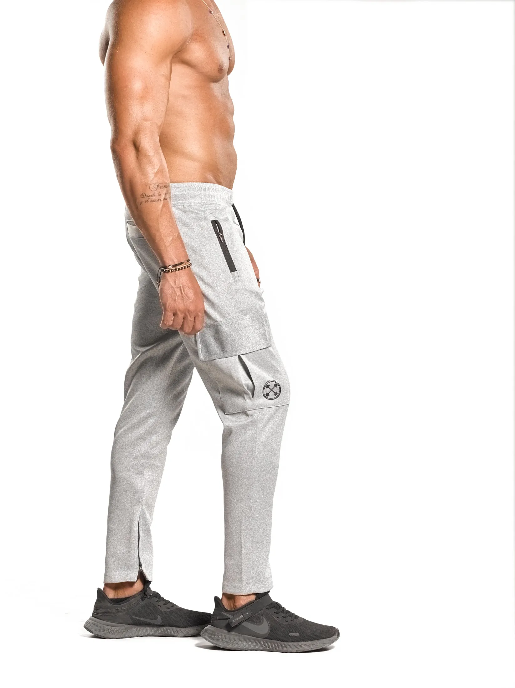 Tapered Cargo Zip Joggers - ULTRA Perform-Gear [Light Heather Grey] Limited Quantity