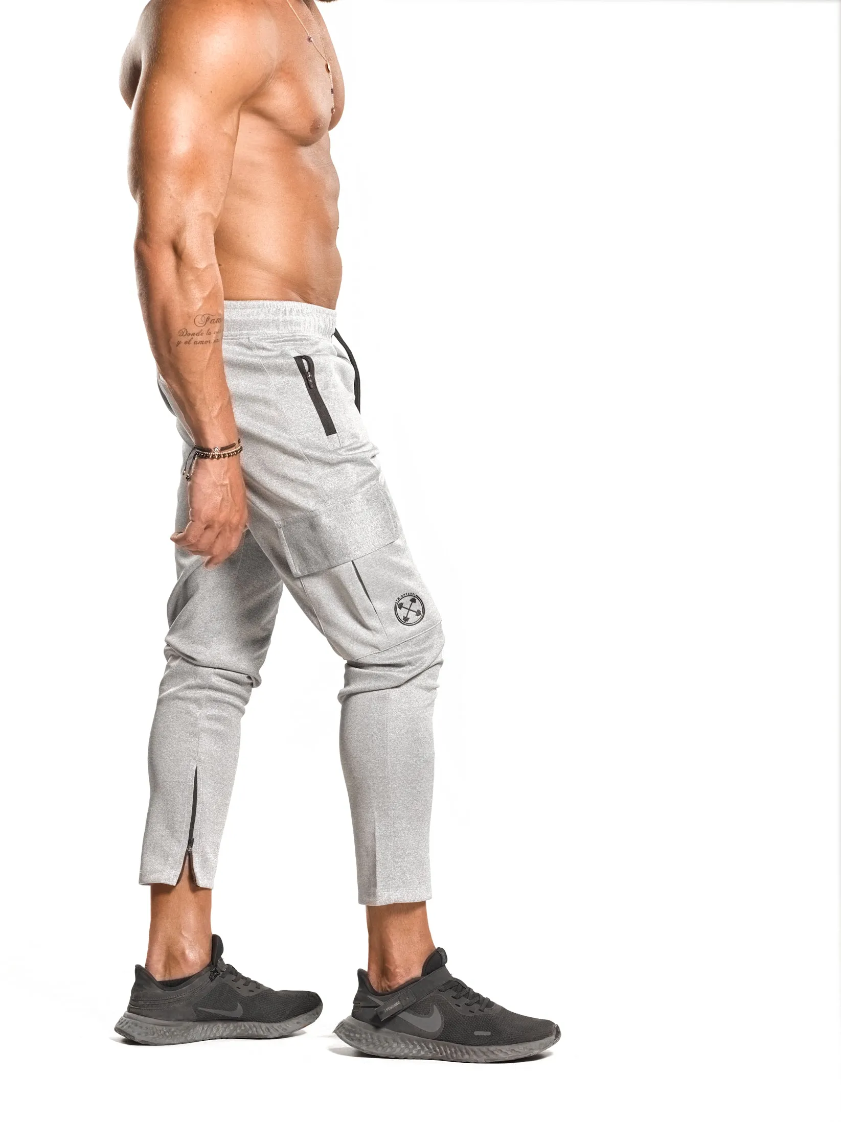 Tapered Cargo Zip Joggers - ULTRA Perform-Gear [Light Heather Grey] Limited Quantity