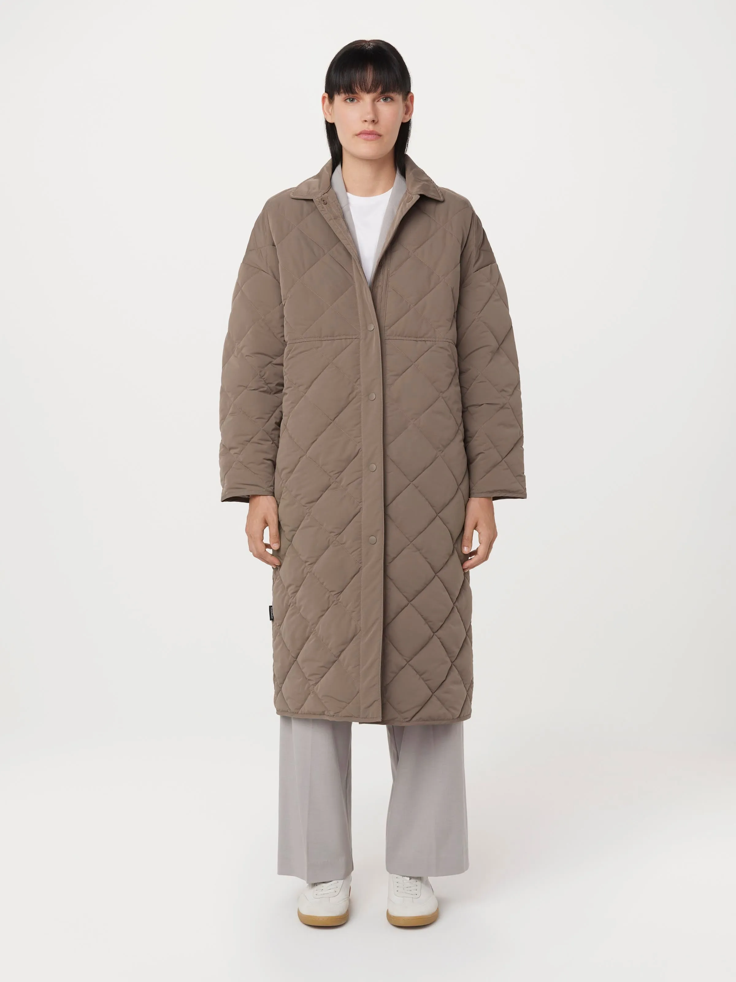 The Skyline Maxi Jacket in Dark Taupe