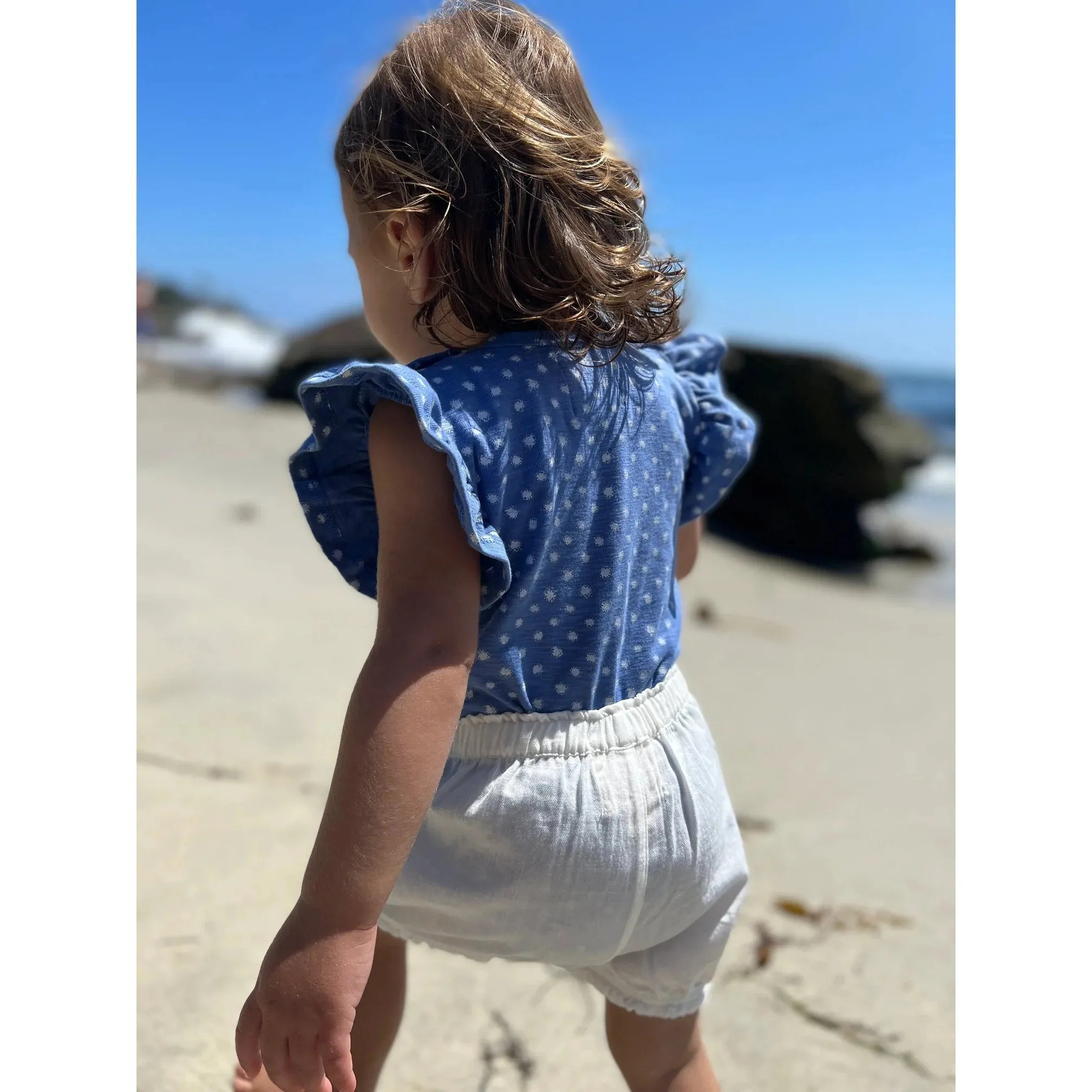 Vignette Blue Flutter Sleeve Onesie