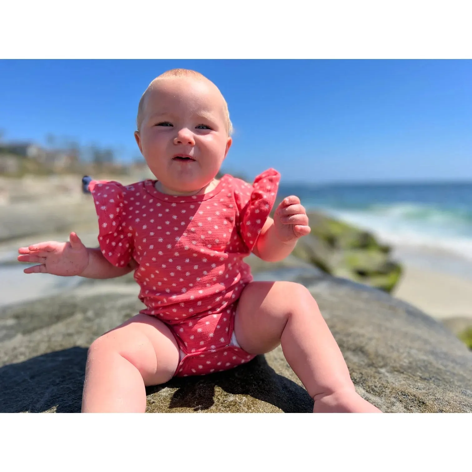 Vignette Coral Flutter Sleeve Onesie