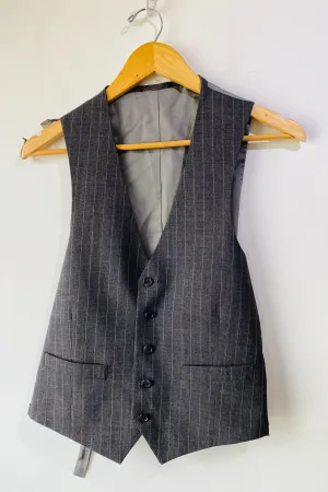 Vintage Grey Wool Striped Vest