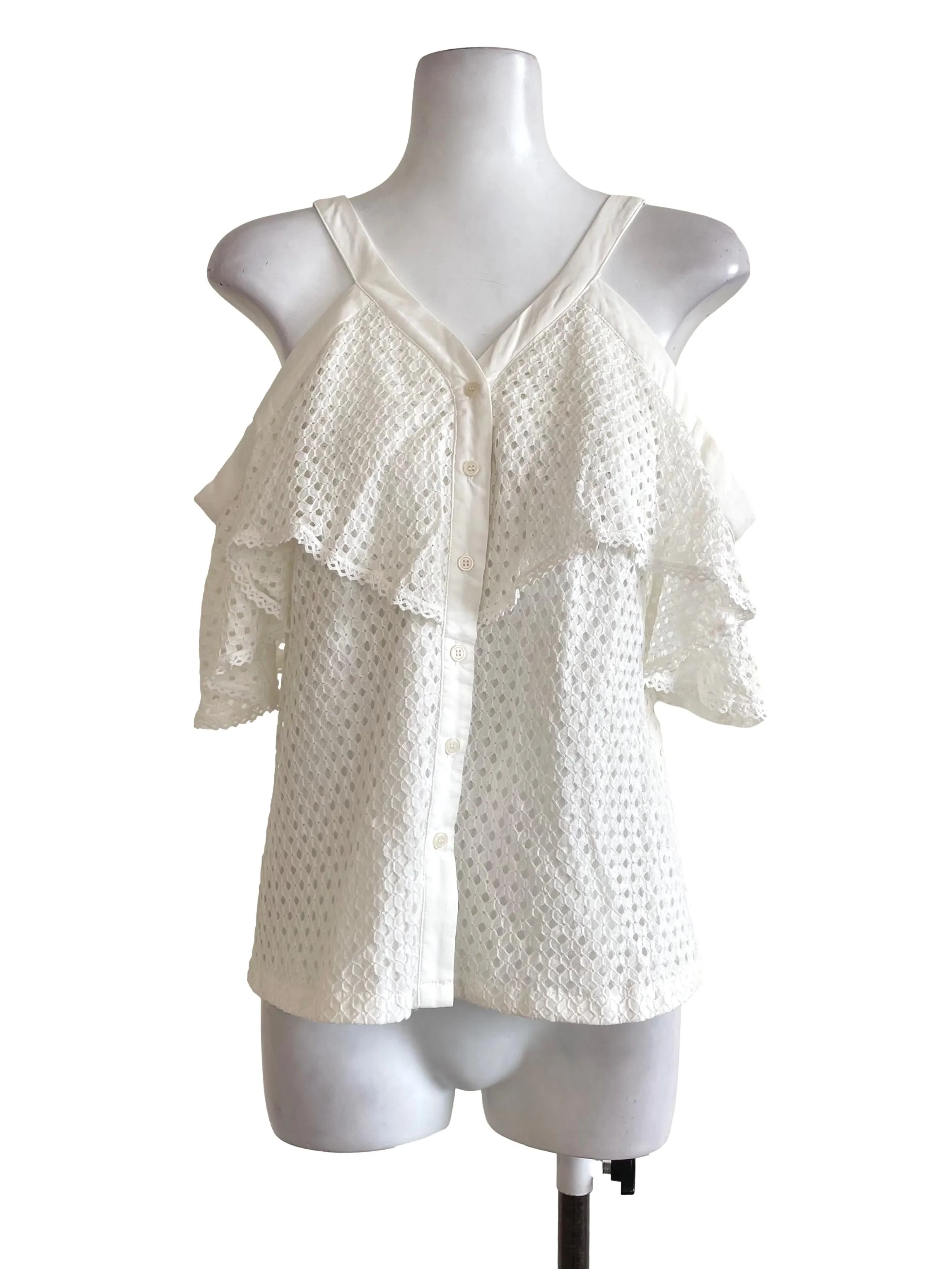 White Hollow Off-Shoulder Top