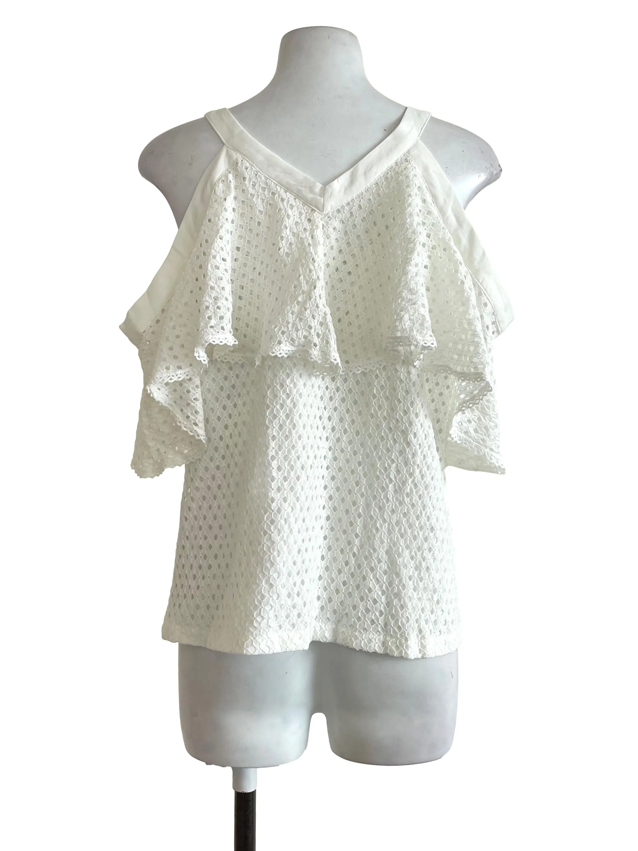 White Hollow Off-Shoulder Top