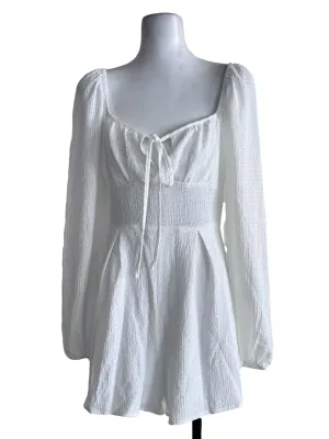 White Textured Rompers