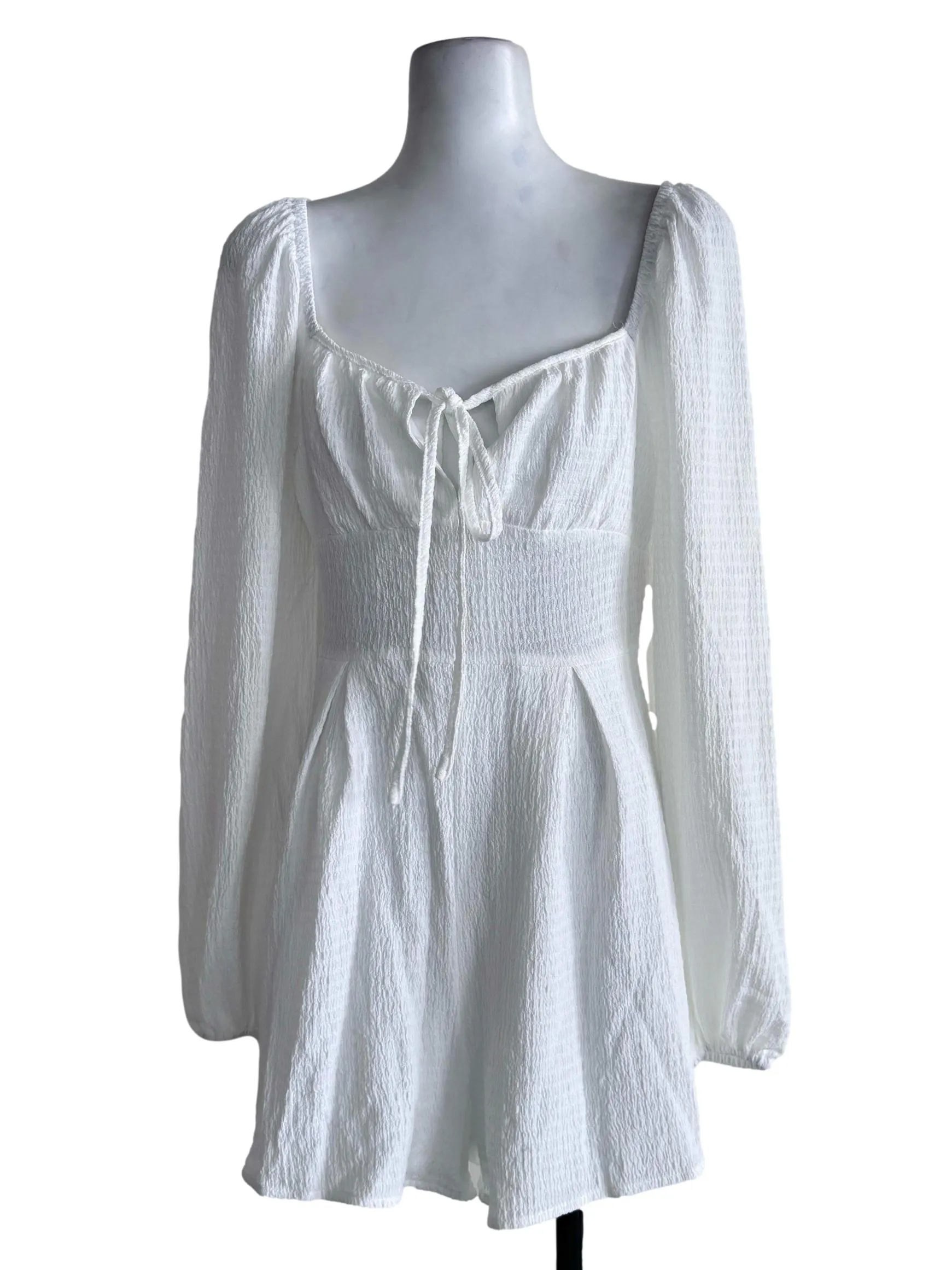 White Textured Rompers