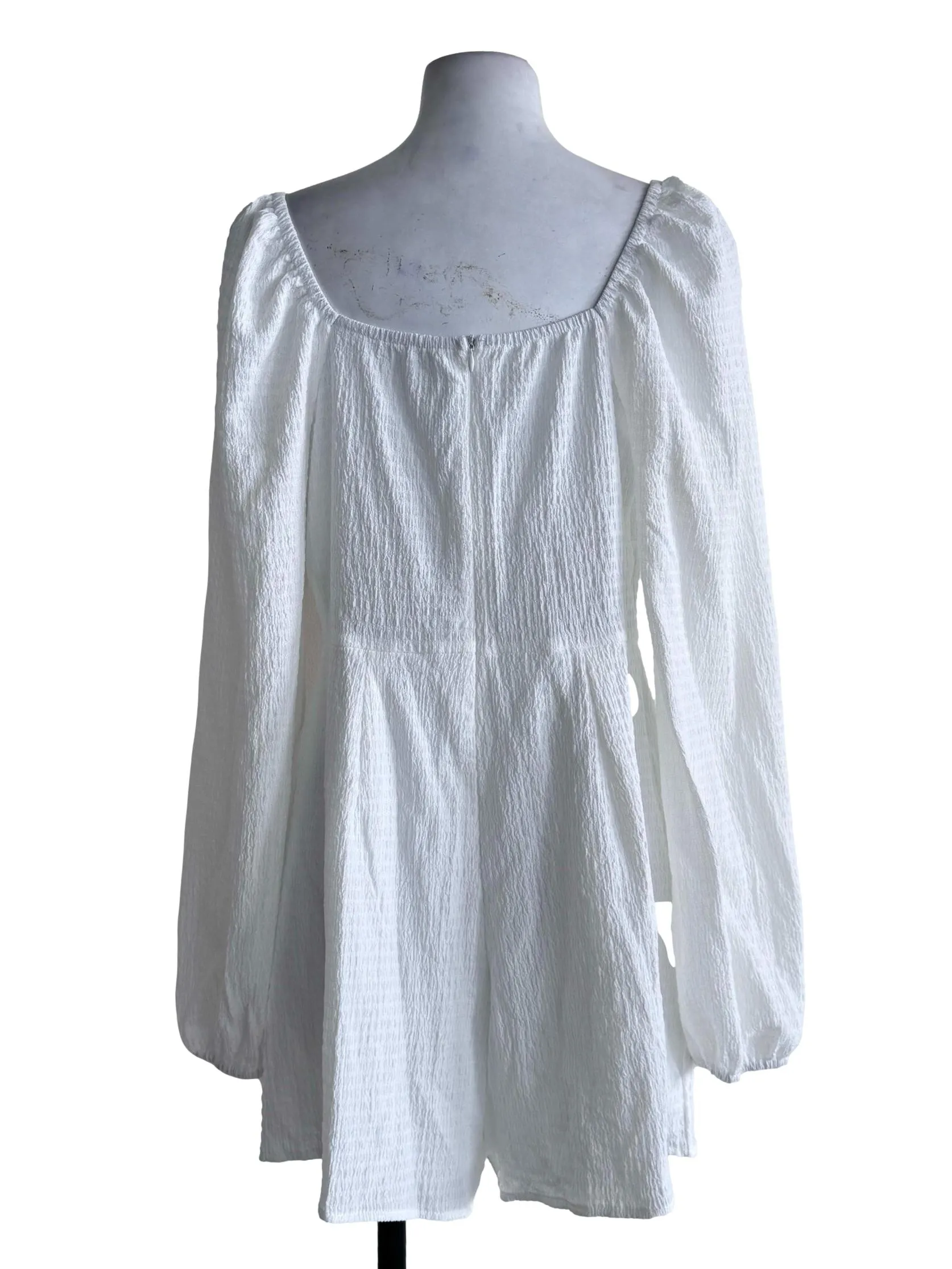 White Textured Rompers