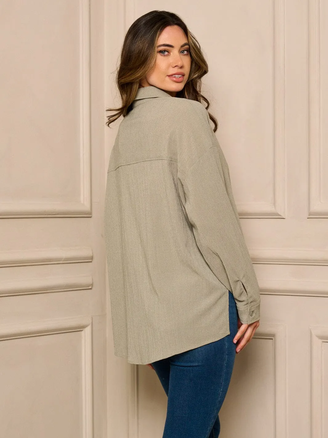WOMEN'S LONG SLEEVE BUTTON UP BLOUSE TOP