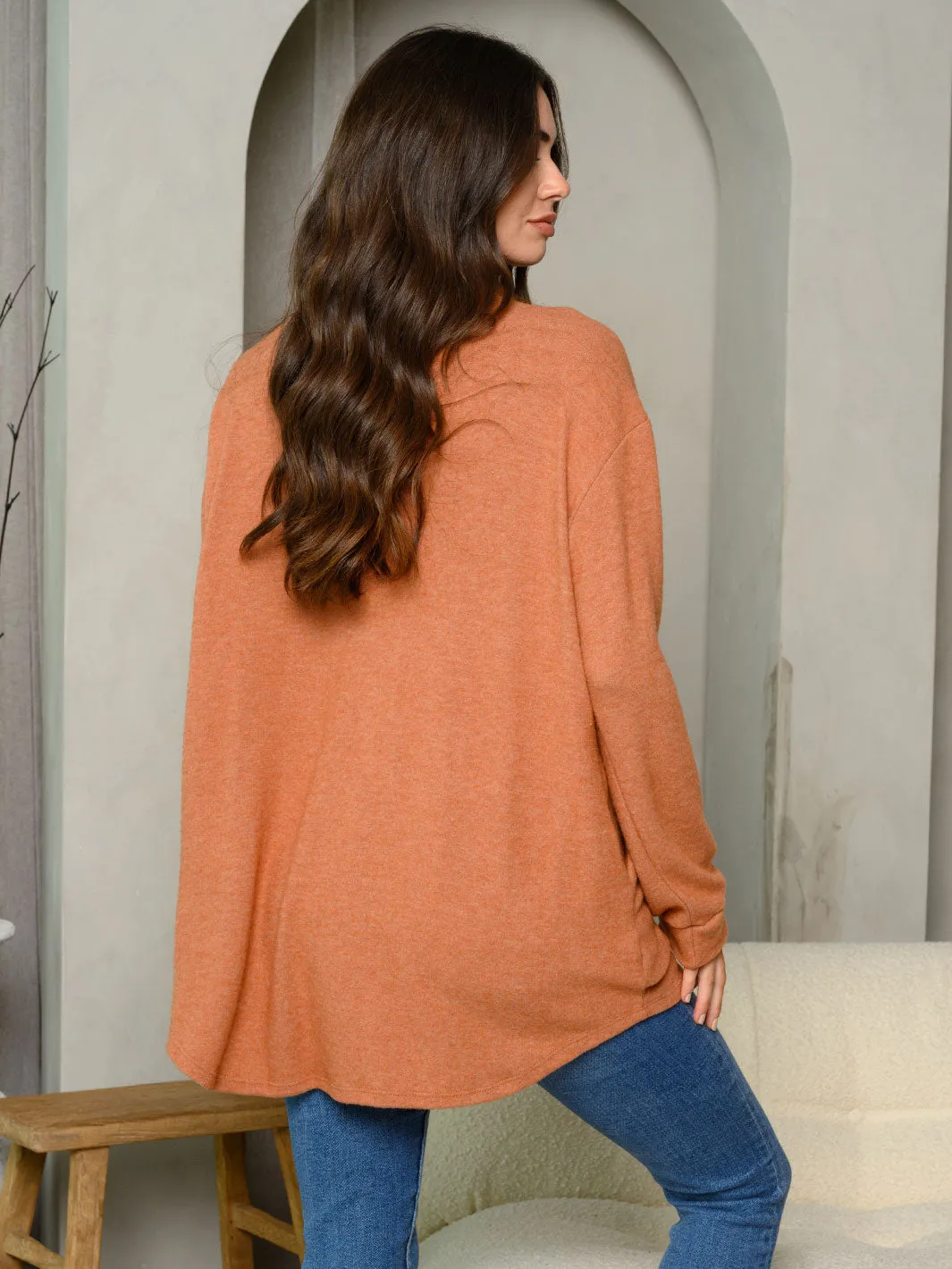 WOMEN'S LONG SLEEVE BUTTON UP COLLAR TOP