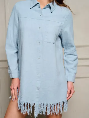 WOMEN'S LONG SLEEVE BUTTON UP FRONT POCKET TRIM DETAILED TOP