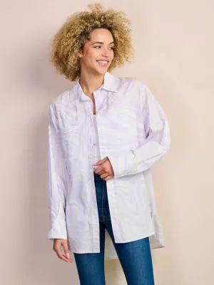 WOMEN'S LONG SLEEVE BUTTON UP OVERSIZED PRINT BLOUSE TOP