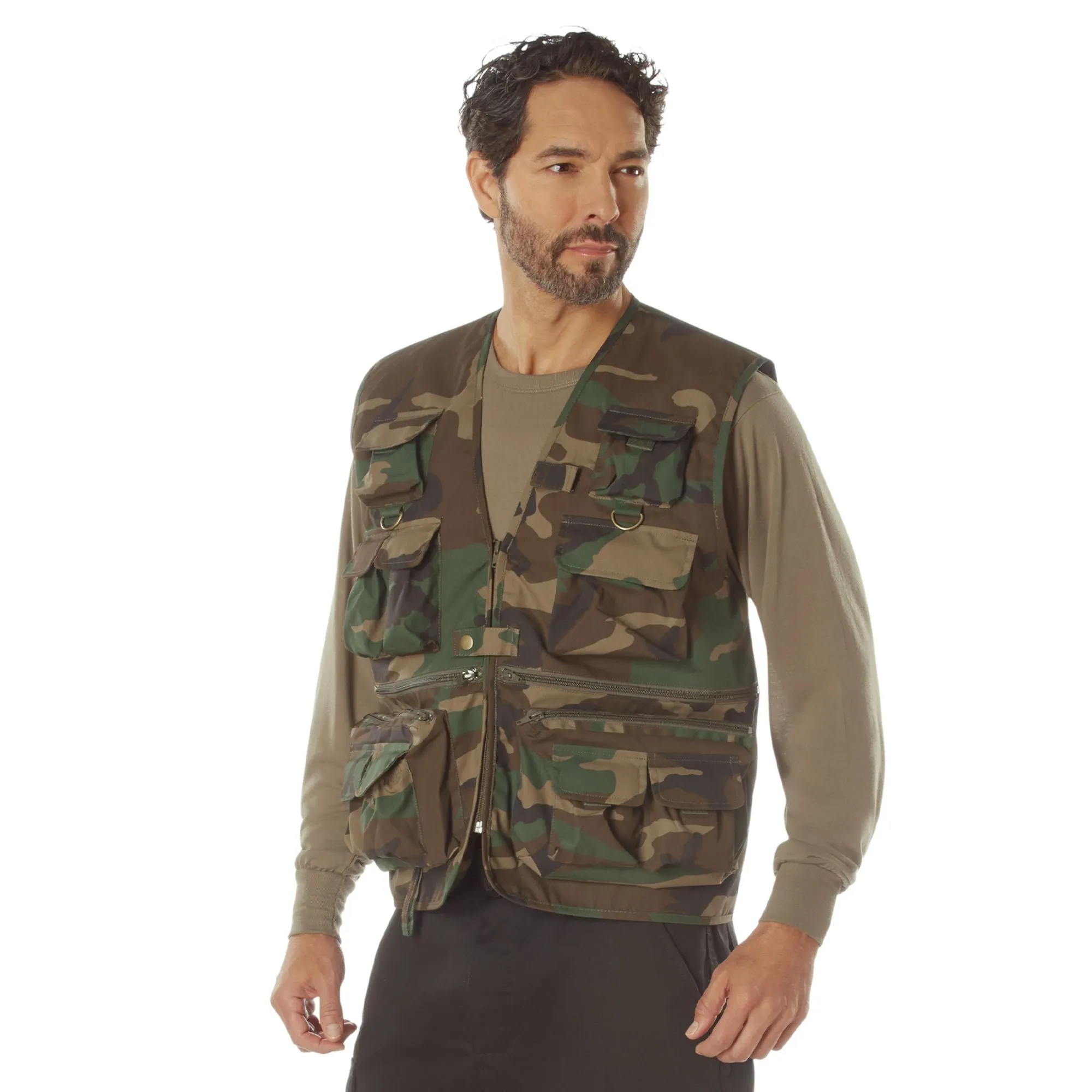 Woodland Camo - Fishing and Travel Vest 17 Pockets