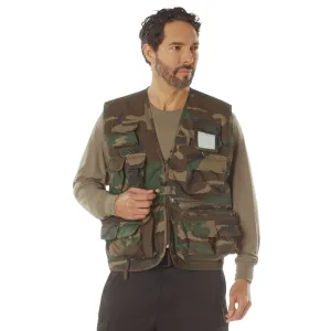 Woodland Camo - Fishing and Travel Vest 17 Pockets