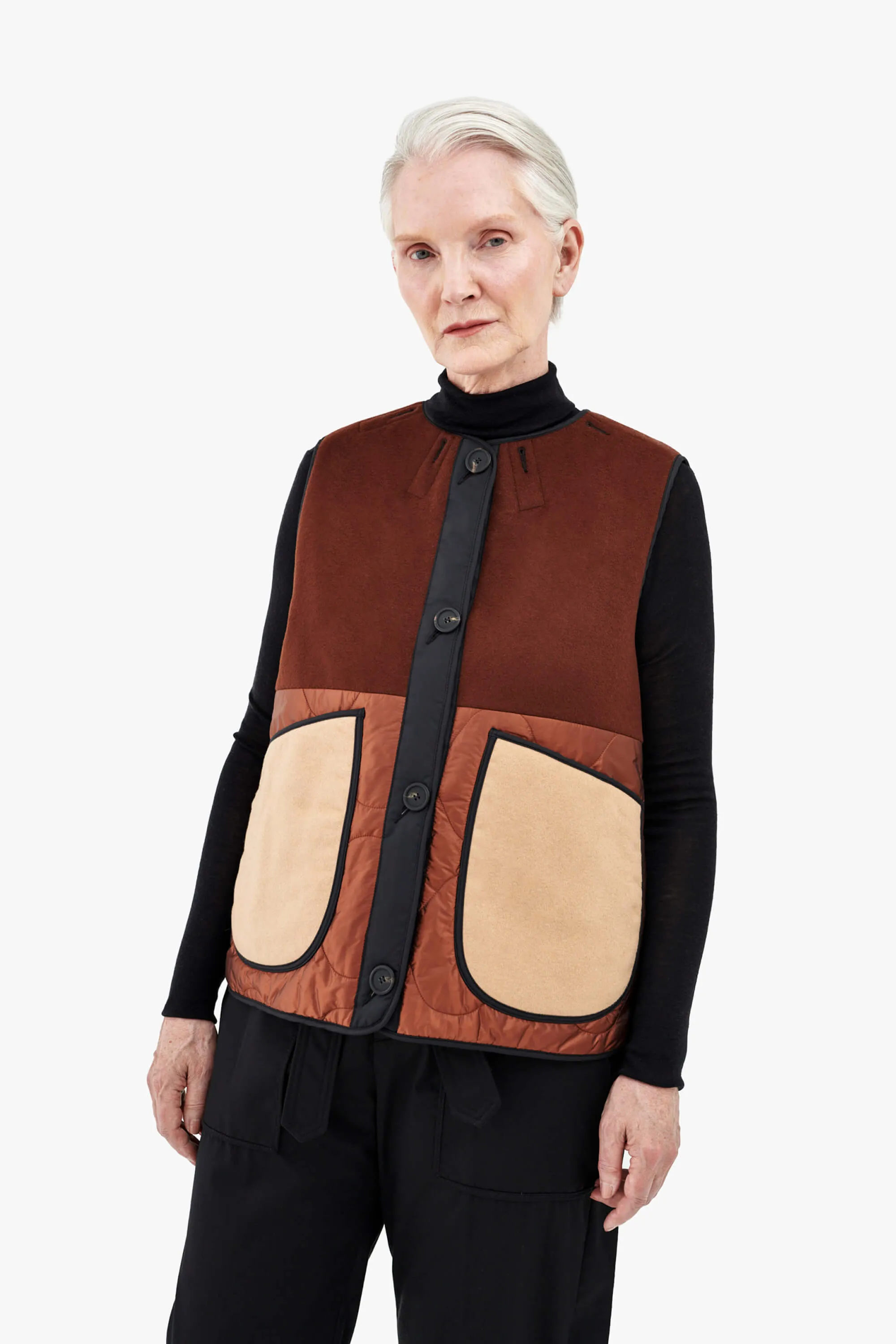 Wool Quilt Patchwork Liner - Chestnut & Camel / Bronze
