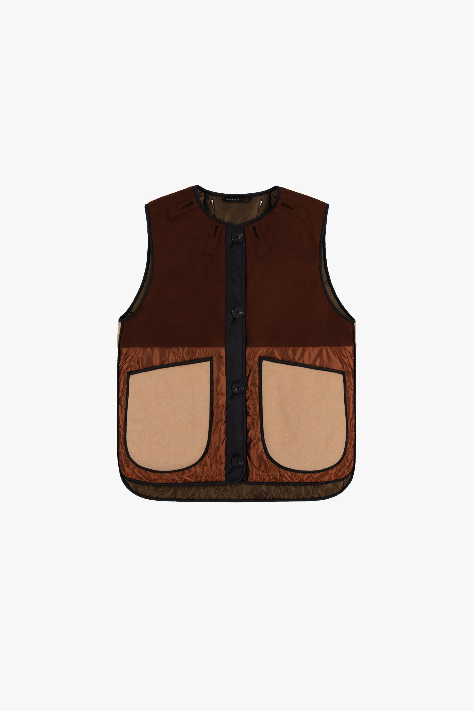 Wool Quilt Patchwork Liner - Chestnut & Camel / Bronze